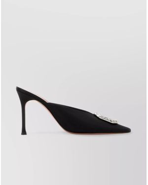 AMINA MUADDI Floral-Embellished Satin Mules - Multicolour