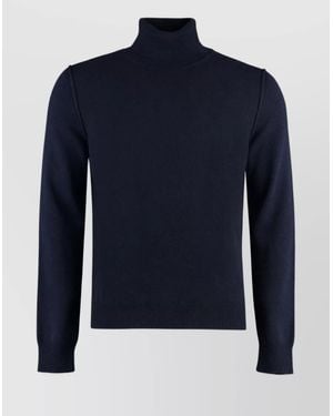 Maison Margiela Ribbed Cashmere Turtleneck Sweater With Long Sleeves - Blue