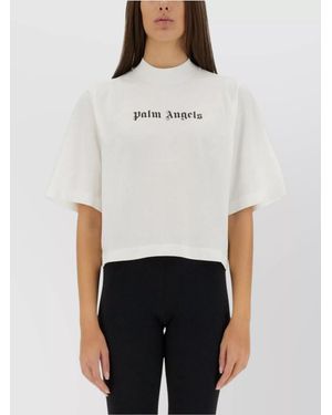 Palm Angels Cropped Cotton T-Shirt - White