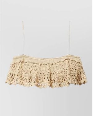 Isabel Marant Beaded Crochet Tank Top Scalloped Hem - Natural
