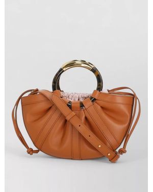 Coccinelle Leather Bucket Bag Pleated Handles Strap - Brown