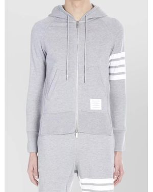 Thom Browne Cotton Zip Up Hoodie - Blue