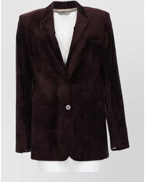Alysi Ribbed Single Breasted Jacket Long Sleeves - Black