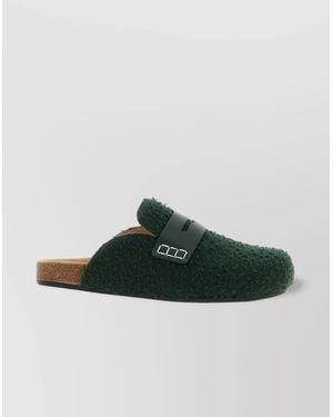 JW Anderson Slip-On Mules With Fuzzy Texture And Buckle Detail - Green