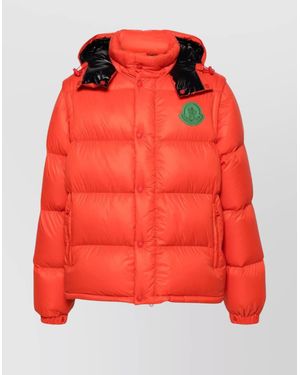 Moncler Hooded Puffer Jacket Detachable Hood - Red