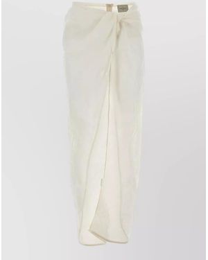 LeKasha Linen Maxi Skirt Wrap Sheer Beach Style - White