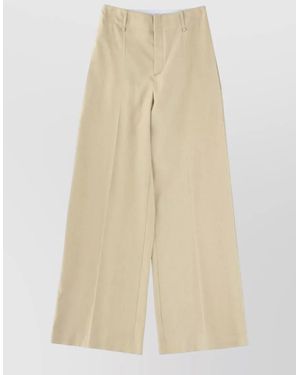 Alysi Linen Blend Tailored Trousers Wide Leg - Natural