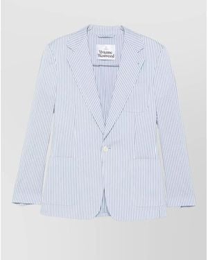 Vivienne Westwood Blazer Notch Lapel Striped Nylon Blend Silk - White