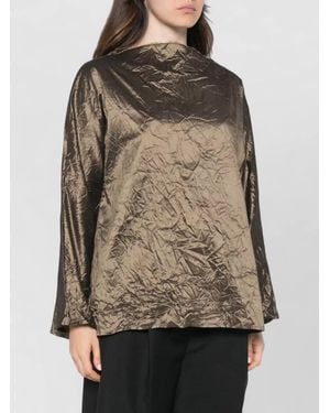 Daniela Gregis Silk Blouse High Neck Long Sleeves - Brown