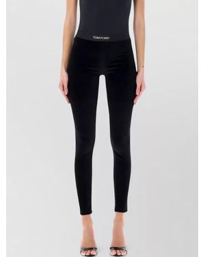 Tom Ford Velour Logo Leggings - Black