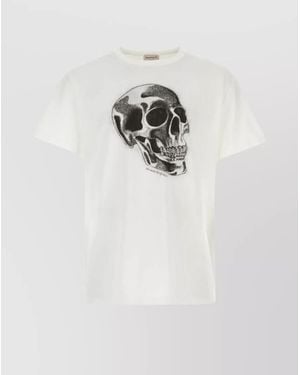 McQueen Ribbed Crew-Neck Skull-Print T-Shirt - White