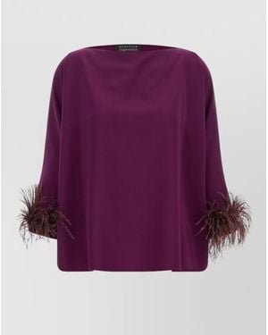 Gianluca Capannolo Laura Blouse Boat Neck Feather Detail - Purple
