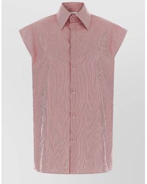 ARMARIUM Malik Shirt Cap Sleeves Collared Neck Stripes - Pink