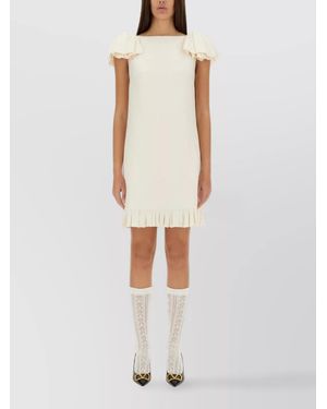 Valentino Garavani Silk Blend Crepe Couture Knee-Length Dress - White