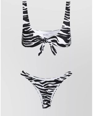 The Attico Zebra Print Two Piece Bikini - White