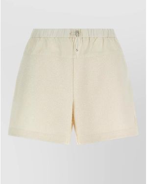 Moncler Textured Bouclé Shorts Side Pockets - Natural