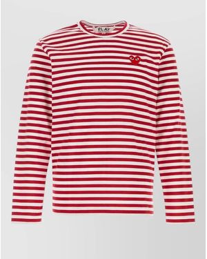 COMME DES GARÇONS PLAY Striped Cotton Crew Neck Long Sleeve Knit - Red