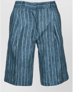 ERMANNO FIRENZE Striped Shorts Belt Loops Back Pockets - Blue