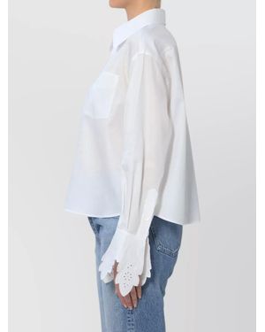 Celine Cropped Cotton Shirt - White