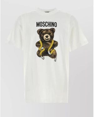 Moschino Cotton T Shirt Graphic Crew Neck - White