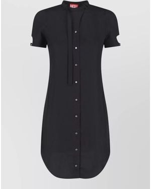 DIESEL Short Sleeve Dress Knee Length Collar - Black
