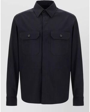 ZEGNA Shirt Straight Cut Collar Buttoned Chest Pockets - Blue