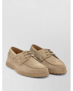 Tod's Leather Boat Shoes - Natural