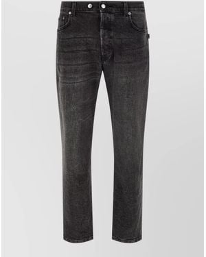 Department 5 Denim Mid-Rise Tapered Cropped Jeans - Gray