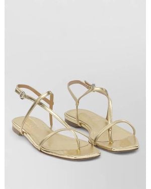 Aeyde Ella Flat Sandals Metallic Strappy Design - Natural