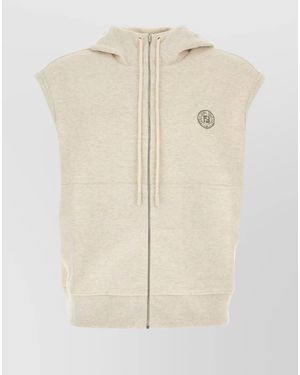 Fendi Ribbed Hooded Vest - Natural