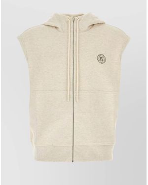 Fendi Melange Stretch Sweatshirt With Hood - Natural