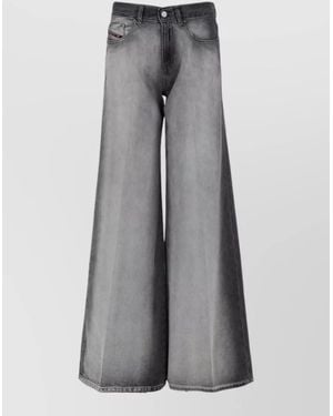 DIESEL Wide Leg Pants Belt Loops Back Pockets - Gray