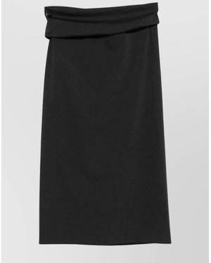 Alberta Ferretti Draped Wrap Midi Skirt With Button Detail - Black