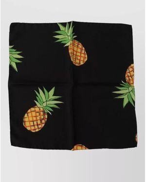 Dolce & Gabbana Silk Pineapple Print Pocket Square - Black