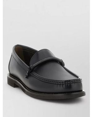 Brunello Cucinelli Penny Loafer Leather Loafers Monile Detail - Black