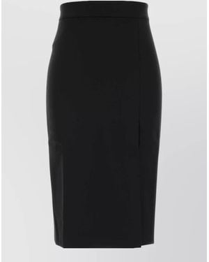 ANDAMANE High Waisted Stretch Gabardine Skirt Slit - Black
