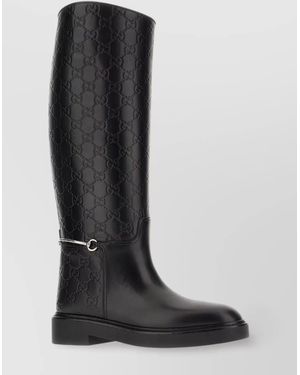 Gucci Leather Ankle Boots Knee-High Design - Black