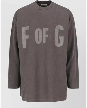 Fear Of God Crew Neck Long Sleeve Graphic Number Top - Grey