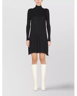 Bottega Veneta Plissé Knee-Length Dress - Black