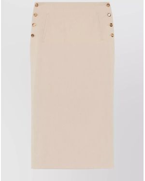 Moschino Wool High-Rise Knee-Length Skirt - Natural