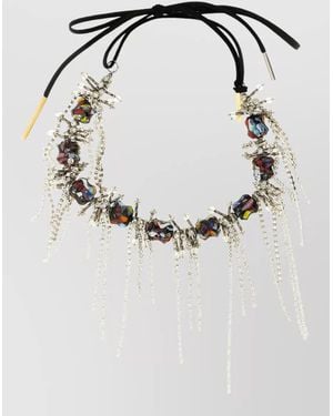 Dries Van Noten Beaded Crystal Statement Design Necklace - Multicolor