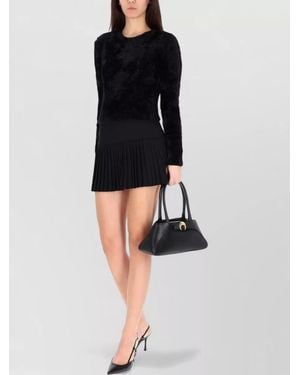 Marine Serre Knitwear Mini Dress Pleated Skirt - Black