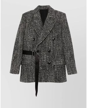 Isabel Marant Wool Herringbone Double-Breasted Belted Coat - Gray