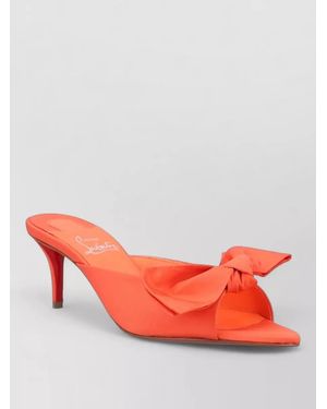Christian Louboutin Mulazee Taffetas Mules Bow Peep Toe - Red