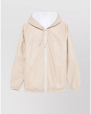 P.A.R.O.S.H. Lamb Leather Hooded Fitted Jacket - Natural