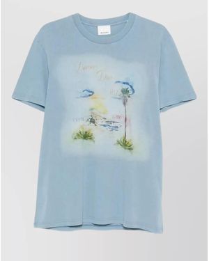 Isabel Marant Cotton T Shirt Crew Neck Graphic Print - Blue