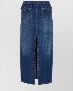Chloé Denim Mid-Rise Midi Straight Skirt - Blue