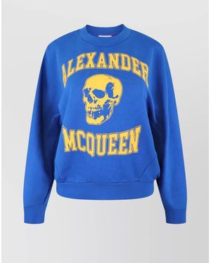 McQueen Graphic Print Crewneck Sweatshirt - Blue