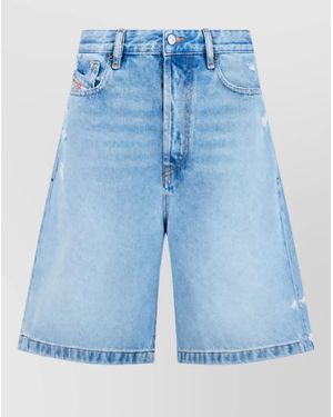 DIESEL Denim Knee-Length Wide-Leg Shorts - Blue