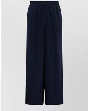 Max Mara Silk Lounge Pants Drawstring Waist Wide Leg - Blue